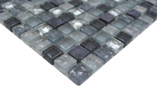 Mosaïque de verre Pierre naturelle Carreau de mosaïque clair gris argenté anthracite Carrelage cuisine salle de bain - MOS92-0208