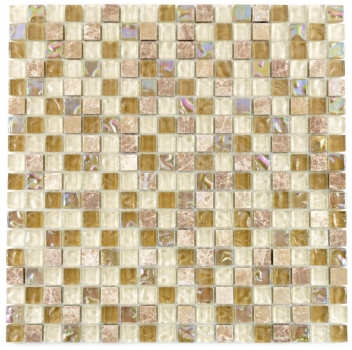 Carreau de mosaïque translucide brun clair beige Mosaïque de verre Crystal pierre brun clair beige MOS92-1213_f