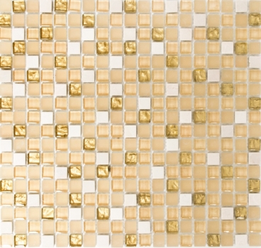Échantillon manuel Carreau de mosaïque Translucide blanc or Mosaïque de verre Crystal pierre blanc mat or MOS92-1201_m