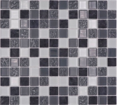 Mosaïque de verre Pierre naturelle Carreaux de mosaïque Rustique gris pierre anthracite blanc avec structure Fond de carreaux de cuisine - MOS62-0207-GN