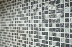 Mosaïque de verre Pierre naturelle Carreau de mosaïque gris anthracite gris foncé blanc Carrelage mur cuisine salle de bain WC - MOS92-0204