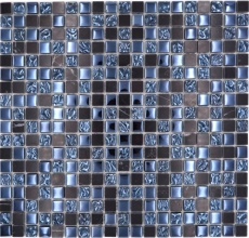 Mosaïque de verre Pierre naturelle Carreau de mosaïque Marbre gris noir bleu noir Carrelage fond de cuisine salle de bain - MOS92-0302
