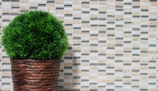 Plaquette Rectangle Carreaux Mosaïque de verre Bâtons mini beige crème or pierre naturelle Fond cuisine salle de bain WC mur - MOS87-1412