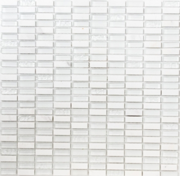 Échantillon manuel Carreau de mosaïque Translucide blanc Bâtons Mosaïque de verre Crystal pierre blanc mat MOS87-1401_m