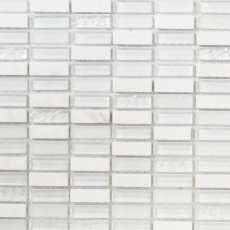 Échantillon manuel Carreau de mosaïque Translucide blanc Bâtons Mosaïque de verre Crystal pierre blanc mat MOS87-1401_m
