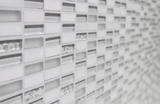 Plaquette Rectangle Carreaux de mosaïque Mosaïque de verre blanc aspect carrara Bris de verre Pierre naturelle Carrelage Salle de bains Cuisine WC - MOS87-1401