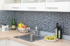 Lames Rectangle Carreaux Mosaïque de verre Bâtons mini gris noir anthracite Pierre naturelle Structure Carrelage Cuisine WC - MOS87-1403