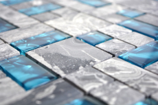 Pierre naturelle Mosaïque de verre Marbre Carreaux de mosaïque gris bleu anthracite Dos de cuisine Carrelage WC - MOS88-0404