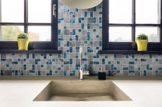 Pierre naturelle Mosaïque de verre Marbre Carreaux de mosaïque gris bleu anthracite Dos de cuisine Carrelage WC - MOS88-0404