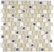 Échantillon manuel Carreau de mosaïque translucide plastique beige Mosaïque de verre Crystal pierre beige MOS82BM-0115_m
