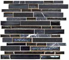 Échantillon manuel Carreau de mosaïque Translucide Céramique noire composite Mosaïque de verre Crystal Pierre Céramique noire MOS87SO-0329_m