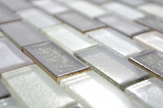 Échantillon manuel Carreau de mosaïque Céramique translucide gris Brick Mosaïque de verre Crystal Céramique gris arctique MOS83IC-0219_m