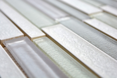 Échantillon manuel Carreau de mosaïque Céramique translucide blanc composite Mosaïque de verre Crystal Céramique arctique blanc MOS83IC-0131_m