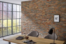 Panneaux muraux autocollants en pierre naturelle Ardoise Parement mural Grille Cuivre