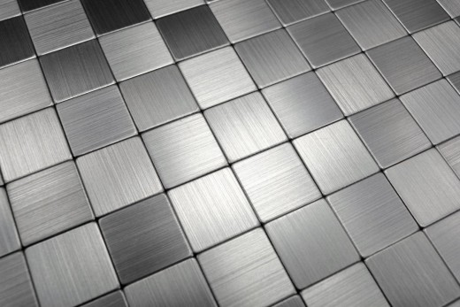carreau mosaïque autocollant ALU argent métal miroir carrelage fond cuisine MOS200-22M25