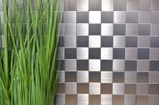 carreau mosaïque autocollant ALU argent métal miroir carrelage fond cuisine MOS200-22M25