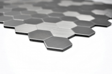 Carreau mosaïque autocollant ALU argent métal Hexagon carreaux de fond de cuisine MOS200-22MHX