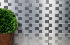 mosaïque autocollante ALU argent métal miroir carrelage dosseret cuisine MOS200-4MM87