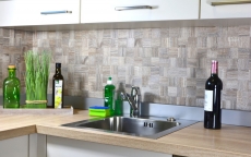 carreau mosaïque autocollant ALU gris clair métal aspect bois MOS200-2222