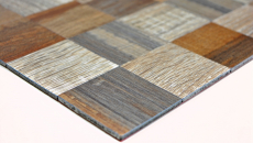 carreau mosaïque autocollant ALU gris beige métal aspect bois MOS200-2422