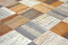 carreau mosaïque autocollant ALU gris beige métal aspect bois MOS200-2422