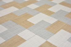 Motif manuel Carreau mosaïque autocollant aluminium crème beige gris combinaison métal aspect textile MOS200-2522_m