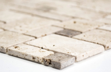 Échantillon manuel Carreau de mosaïque autocollant Travertin Pierre naturelle beige Combinaison de travertin beige MOS200-4CM14_m
