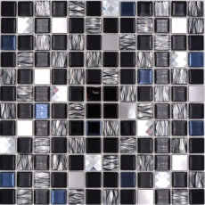 Acier inoxydable Carreau en mosaïque de verre Auto-collant Dos de cuisine Revêtement mural MOS200-4CM26