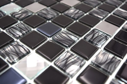 Acier inoxydable Carreau en mosaïque de verre Auto-collant Dos de cuisine Revêtement mural MOS200-4CM26
