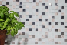 mosaïque de verre autocollante pierre naturelle inox cream blanc MOS200-4CM32