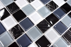 mosaïque de verre autocollante carreau de mosaïque gris noir blanc essuyé MOS200-4CM28