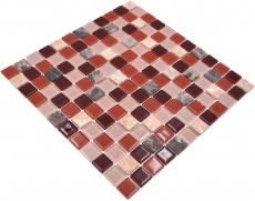 mosaïque de verre autocollant pierre naturelle rose beige marron emperador MOS200-4M352