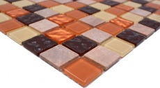 mosaïque de verre autocollant carreau de mosaïque pierre naturelle beige marron carreaux MOS200-4M372