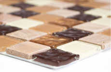 mosaïque de verre autocollant carreau de mosaïque pierre naturelle beige marron carreaux MOS200-4M372