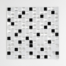 adhésif mosaïque optique vinyle film adhésif blanc argenté noir carrelage cuisine