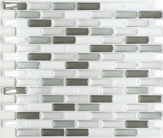 mosaïque autocollante aspect baguettes vinyle film adhésif blanc gris anthracite carrelage cuisine
