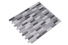 mosaïque autocollante aspect baguettes vinyle film adhésif blanc gris anthracite carrelage cuisine