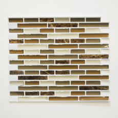 mosaïque autocollante aspect baguettes vinyle film adhésif beige marron emperador carrelage cuisine