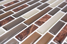 mosaïque autocollante aspect baguettes vinyle film adhésif beige marron emperador carrelage cuisine
