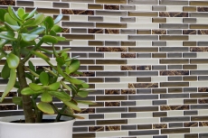 mosaïque autocollante aspect baguettes vinyle film adhésif beige marron emperador carrelage cuisine