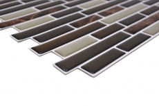 mosaïque autocollante aspect baguettes vinyle film adhésif beige marron emperador carrelage cuisine