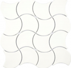 Mosaïque céramique éventail ivoire brillant vague mur carrelage cuisine douche bain MOS13-FS19_f