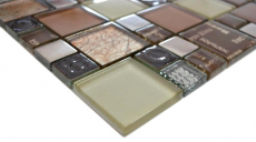 Motif main Mosaïque transparente Crystal Mosaïque de verre argentée brune mur carrelage cuisine douche salle de bain MOS88-1317_m
