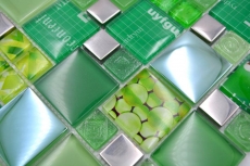 Mosaïque de verre Carreaux de mosaïque argent vert mur carrelage cuisine salle de bain