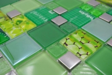 Mosaïque de verre Carreaux de mosaïque argent vert mur carrelage cuisine salle de bain