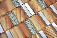Motif main aluminium Mosaïque de verre ALU brun mur carrelage cuisine douche salle de bain MOS88-0013_m