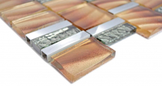 Motif main aluminium Mosaïque de verre ALU brun mur carrelage cuisine douche salle de bain MOS88-0013_m