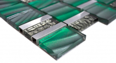 Aluminium Mosaïque Mosaïque de verre ALU vert mur carrelage cuisine douche salle de bain_f | 10 tapis mosaïque