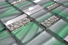 Aluminium Mosaïque Mosaïque de verre ALU vert mur carrelage cuisine douche salle de bain_f | 10 tapis mosaïque