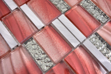 Mosaïque de verre Carreaux de mosaïque aluminium pastel rouge argent rose mur carrelage cuisine salle de bain